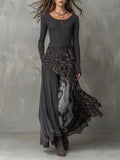 Boho Leopard Print Asymmetrical Hem Maxi Dress