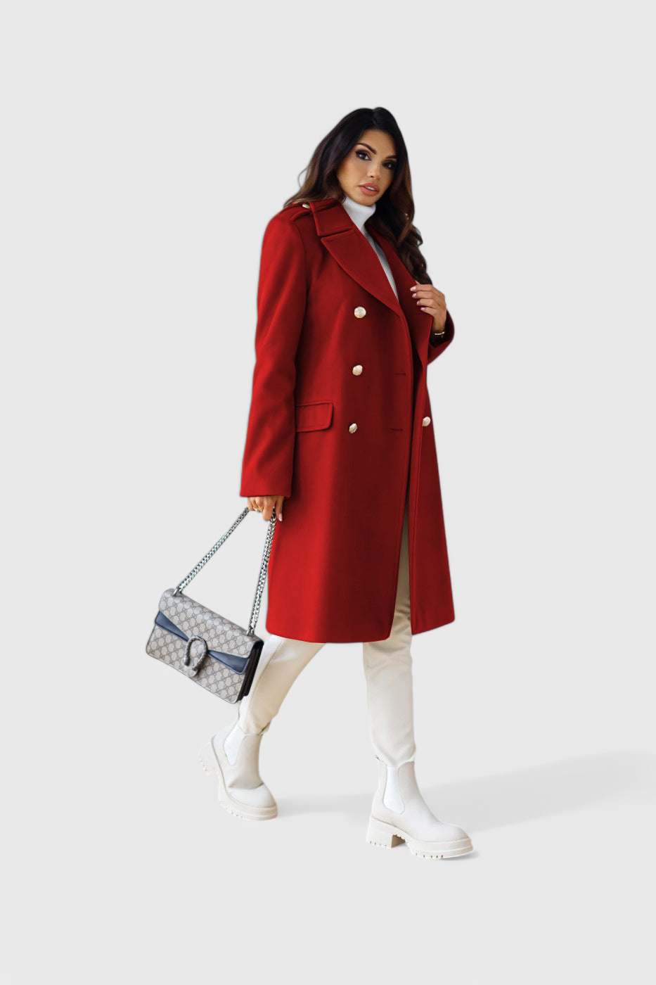 Yara Double-Breasted Wool Coat with a Fitted Cut