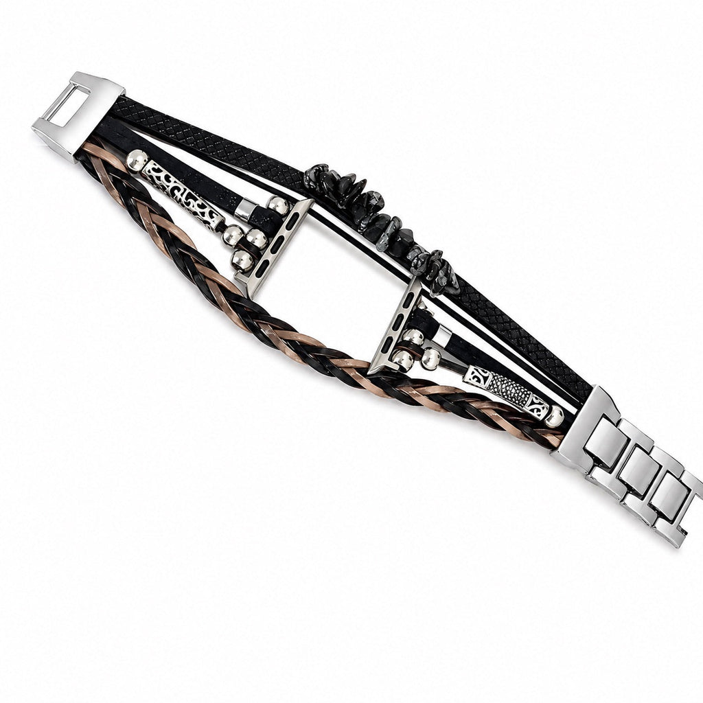 Pulsera multihilera para reloj inteligente, adornos de piedra troceada, tiras trenzadas multihilera, eslabones ajustables sin herramientas, modelo Treska