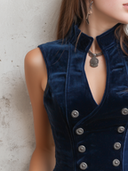 Chaleco de Terciopelo Vintage con Cuello Mao y Botones