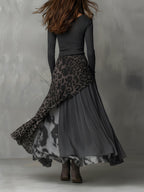 Boho Leopard Print Asymmetrical Hem Maxi Dress