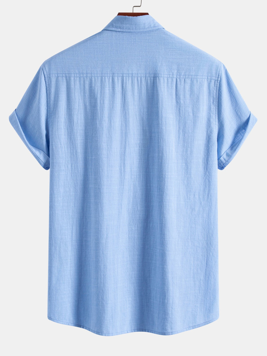 Camisa de manga corta con botones y efecto lino, y pantalones rectos de lino
