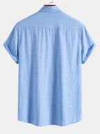 Camisa de manga corta con botones y efecto lino