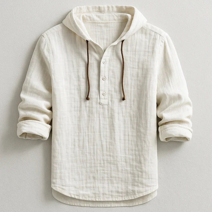 CAPUCCIO Linen & Cotton Hooded Shirt