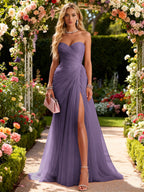 Ariadna | Long Party Dress with Draping and Side Slit