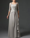 Square Collar Design Solid Lace Maxi Dress