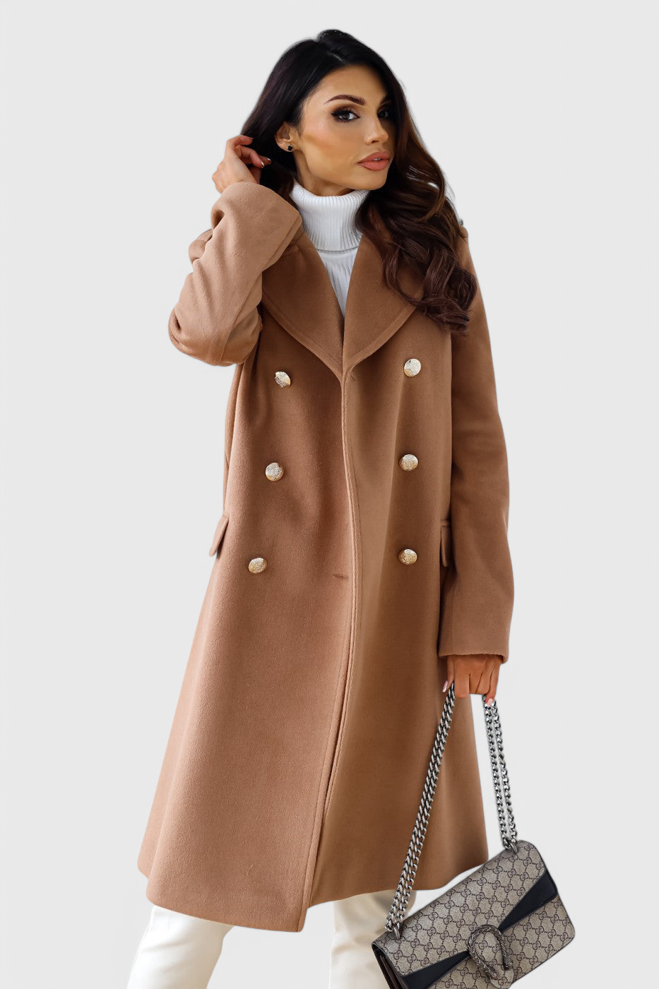 Yara Double-Breasted Wool Coat with a Fitted Cut