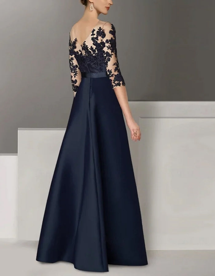 Delicate Floral Lace Pattern Solid Color Maxi Dress
