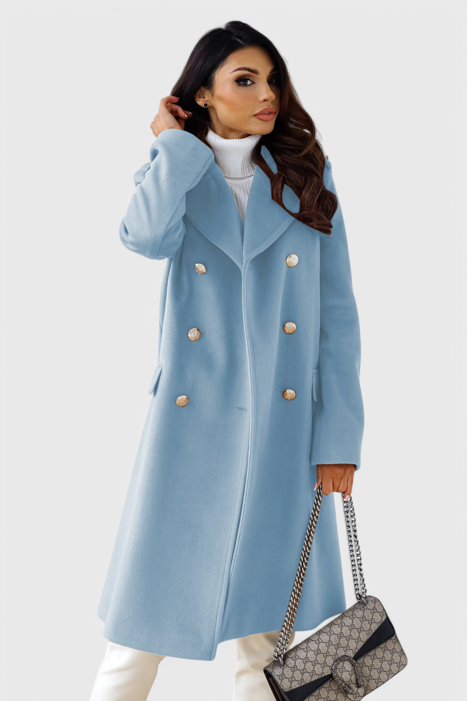 Yara Double-Breasted Wool Coat with a Fitted Cut