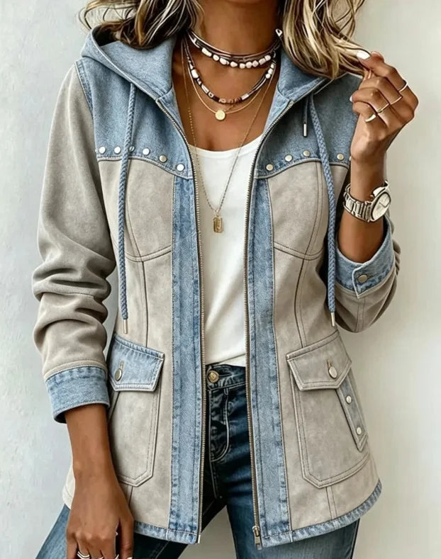 Kapuzenjacke in Marine und Camel