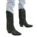 Botas Western con Punta y Tacón Grueso con Bordado