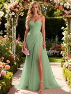 Ariadna | Long Party Dress with Draping and Side Slit