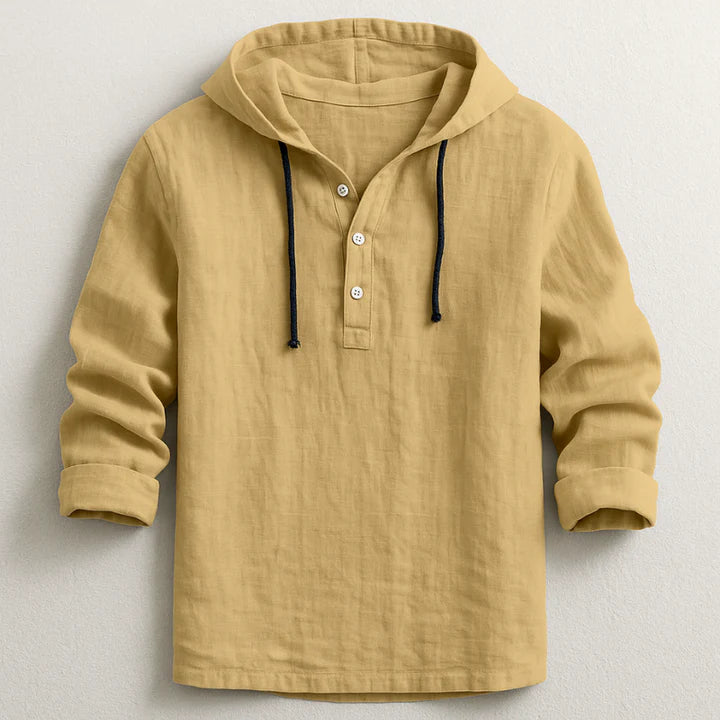 CAPUCCIO Linen & Cotton Hooded Shirt