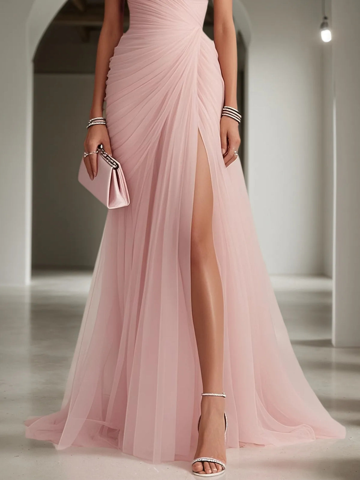 Ariadna | Long Party Dress with Draping and Side Slit