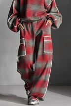 Conjunto Chándal a Cuadros Rojo y Gris