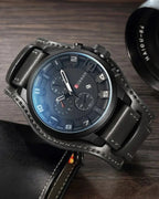 Reloj cronógrafo de piel Vanguard - LOVRA DESIGN