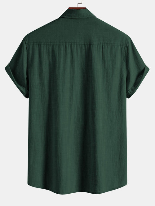 Camisa de manga corta con botones y efecto lino - LOVRA DESIGN