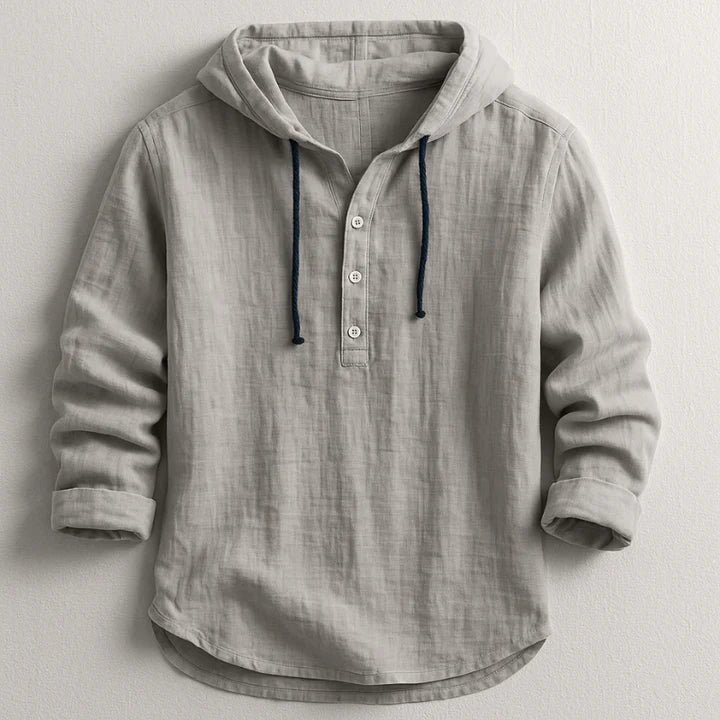 CAPUCCIO Linen & Cotton Hooded Shirt