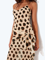 Vestido maxi con estampado de lunares de animales