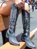 Vintage Western Thigh-High Boots with Embroidery