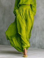 Conjunto Top Verde con Cuello Alto y Falda Maxi