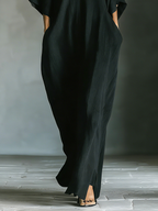 Vestido Maxi Kimono de Mezcla de Algodón