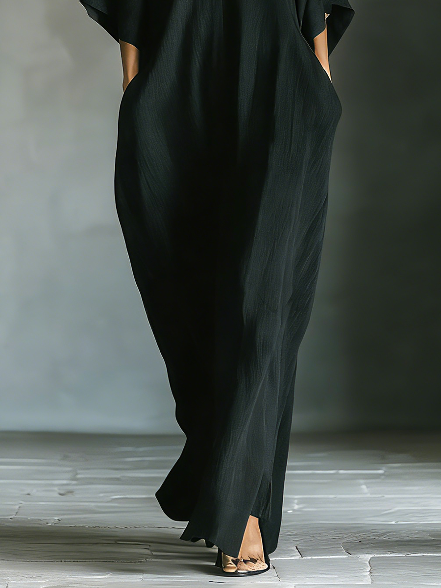 Vestido Maxi Kimono de Mezcla de Algodón