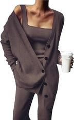 Comfortable and Versatile Three-Piece Knit Set