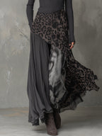 Boho Leopard Print Asymmetrical Hem Maxi Dress