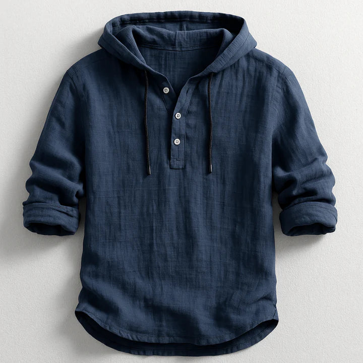 CAPUCCIO Linen & Cotton Hooded Shirt