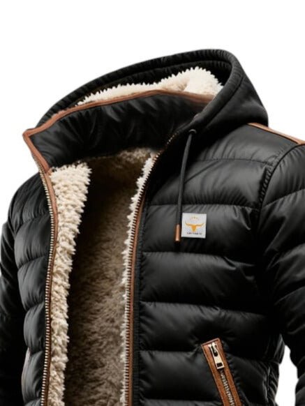 Chaqueta acolchada negra con forro sherpa - LOVRA DESIGN