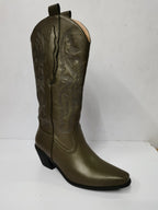 Botas Western con Punta y Tacón Grueso con Bordado