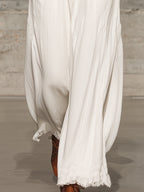 Pantalón Ancho Retro Blanco con Cinturilla Elástica