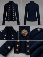 Chaqueta de punto vintage con botones decorativos cruzados