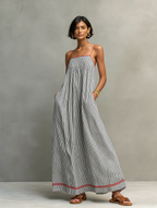 Vestido largo minimalista de rayas