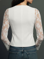 Blazer de Cuello Alto con Mangas Semitransparentes