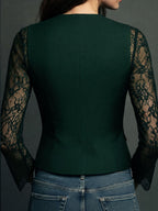 Blazer de Cuello Alto con Mangas Semitransparentes