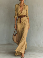 Vestido largo maxi con botones Amelia
