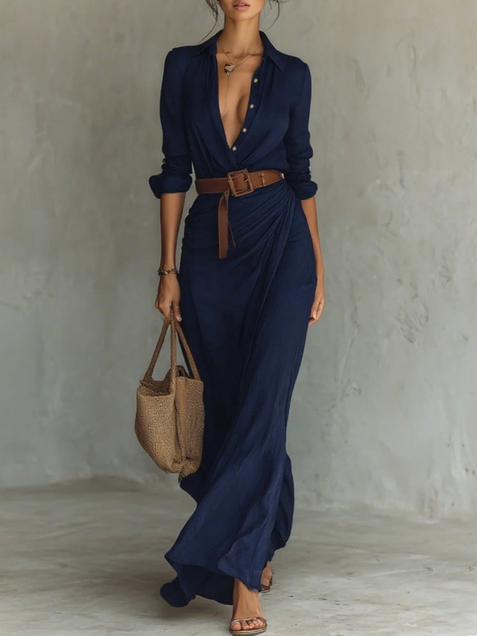 Vestido largo maxi con botones Amelia