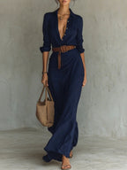 Vestido largo maxi con botones Amelia