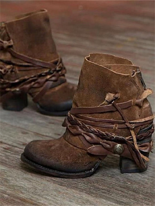 Botines Vintage con Trenzado y Cordones - LOVRA DESIGN