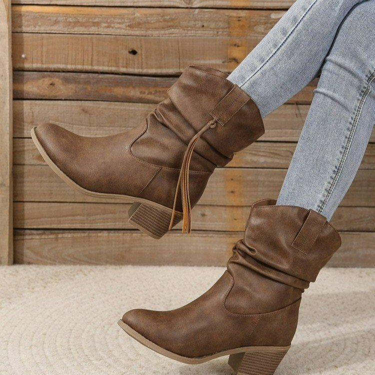 Botines Cowboy Western Vintage con Flecos