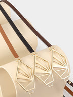 Minimalist Brown Leather Belt with Geometric Buckle