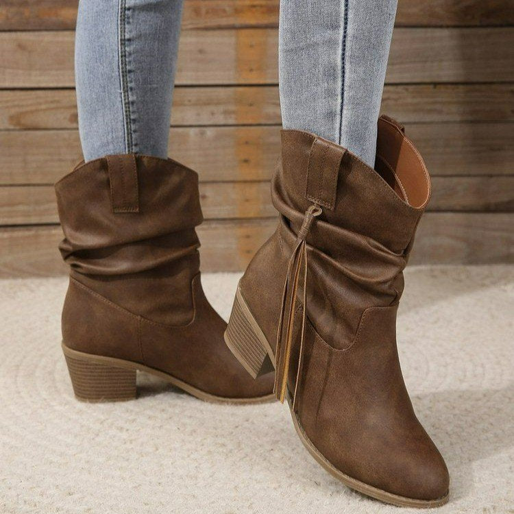 Botines Cowboy Western Vintage con Flecos
