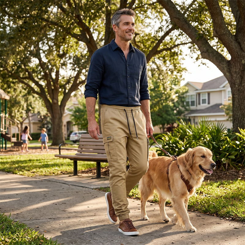 Pantalón cargo casual para hombre con cordón ajustable
