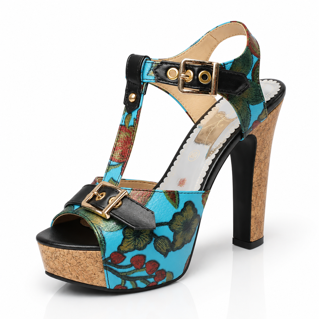 Sandalias Annalise Bloom Tacón floral con plataforma