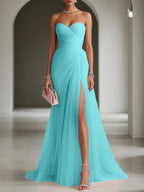 Ariadna | Long Party Dress with Draping and Side Slit