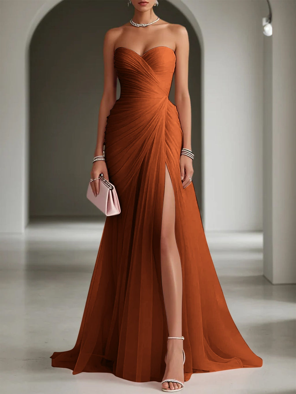 Ariadna | Long Party Dress with Draping and Side Slit