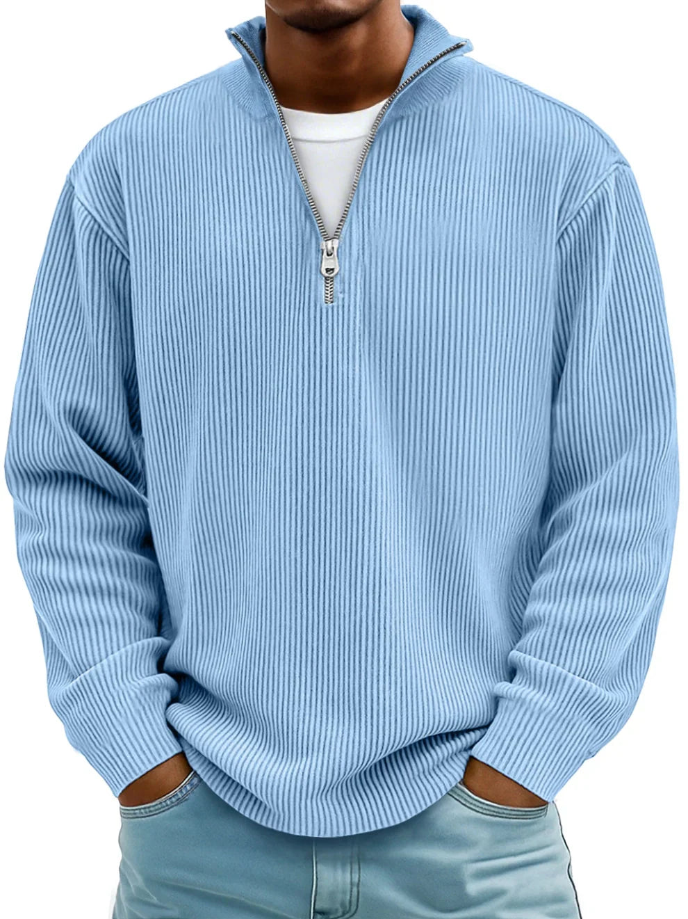 Jersey de cuello con cremallera y canalé