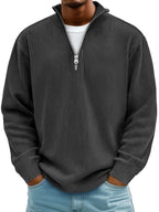 Jersey de cuello con cremallera y canalé